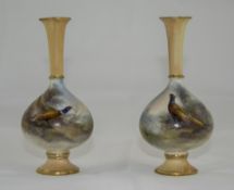 Royal Worcester Hand Painted Pair of Fin