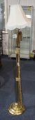 A Brass Standard Lamp, with Cream Shade,