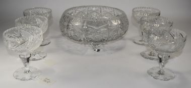 Set Of Six Cut Glass Sundae Dishes, heig