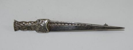 Scottish Interest Silver Kilt Pin In The Form Of A Dirk Fully Hallmarked For Edinburgh Length