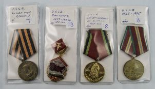 Collection Of 4 Russian Medals To Include Victory Over Germany, USSR Railways, 20th Anniversary Of