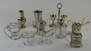 Small Collection Of Silver Plated Items, 10 in Total. Including Vases, Goblet, etc.