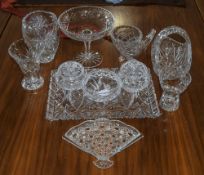 Collection Of Assorted Glass. Comprising Dressing Table Tray, Bon Bon Dish, Lidded Jars, Vases, etc.