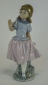 Nao by Lladro Figure ' Young Girl In Blue and Pink Dress ' 9 Inches High. Mint Condition.