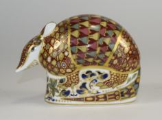 Royal Crown Derby Paperweight ' Armadillo ' Gold Stopper. Date 1996, Withdrawn 1999.