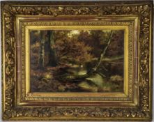 Edgar Longstaffe 1849 - 1912 Country Landscape ' Ducks on a River Bank ' Oil on Board.