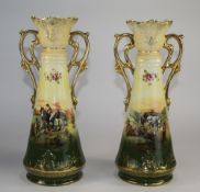 A Pair of Early 20th Century Twin Handle Vases,