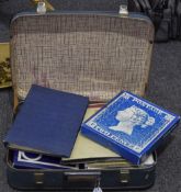 Large Blue Suitcase Full of Stamp Albums and First Day Covers. Mostly G.