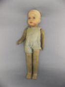 Late 19th/Early 20thC Jointed Doll With Composition Head, Unmarked, AF