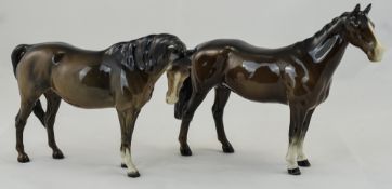 Beswick Horse Figures ' Huntsman Horse ' Model Num 1484. Designer A. Gredington, Brown Glass.