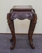 20th Century Chinese Square Top Oriental Jardinere Stand. Height 24 Inches.