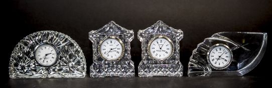Thomas Web Cut Crystal Miniature Clocks ( 3 ) In Total + a Stuart Cut Crystal Miniature Clock. 2.