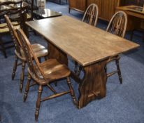 Modern Oak Dining Suite. Comprising 4 Chairs and a Table. Table Measures 54 x 26 inches.