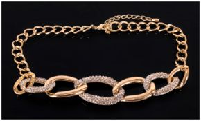 Swarovski Style Crystal Oversized Chain Link Necklace, with graduated, oversized, oval chain links