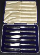 John Dixon & Sons Boxed Set of 6 Silver Handle Butter knives. Hallmark Sheffield 1911.