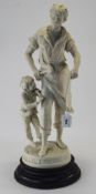 A Large 20th Century Resin Figure of a Blacksmith with Hammer In Right Hand and a Young Boy.