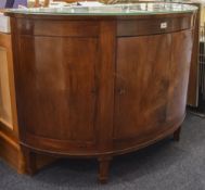 Walnut D Shaped Drinks Cabinet, Central Cupboard Space, With Single Shelf Between 2 Smaller Doors,