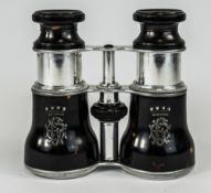 Victorian Pair Of Opera Glasses By C W Dixey & Son Tortoiseshell Barrels With Applied Monogram And