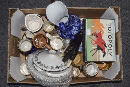 Box Of Miscellaneous Ceramics. Comprising Tankards, Ceramic Dog Figure, Jug, etc.