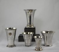 A Good Collection of Stylish Swedish Silver Trophy Cups with Gilt Interiors ( 5 ) In Total.