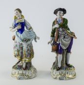 Sitzendorf - Alfred Voight Fine Pair of Hand Painted Porcelain Figure of a 19th Century Courting