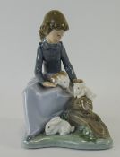 Nao By Lladro Figurine. Young Girl With Rabbits. Circa 2010. Nice Quality Figurine by Nao.