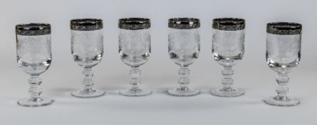 A Fine Set of Six Handmade Venetian Glass Goblets,