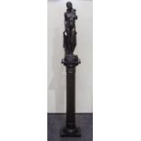 Art Deco Heavy and Tall Impressive Bronze Painted Figure / Statue of a Female Nude Standing In an