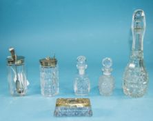 Ladies Edwardian - Part Gilt Metal and Glass ( 6 ) Piece Condiment and Vanity Set.