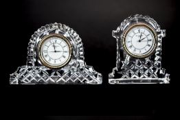 Waterford Cut Crystal Miniature Clocks, Both with Signatures and Labels. Each 2.