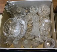 Box Of Clear Glass Comprising Cut Glass Vases, Bowls etc