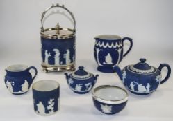 A Good Collection of 19th Century Wedgwood Jasper-Ware Items ( 7 ) Items In Total.