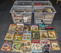 Four Large Boxes Containing A Mixed Assortment Of Books, Childrens Annuals, War Related,