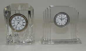 Waterford - Stylish and Quality Cut Crystal Clocks ( 2 ) In Total. Each Signed to Undersides. 3.