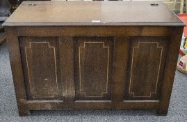 Mid 20thC Oak Linen Box, Hinged Top,