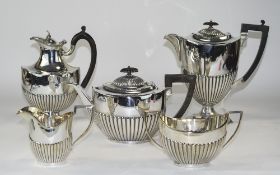 A Top Quality Antique 5 Piece Silver Plated Demi - Fluted Tea and Coffee Service. c.1894.