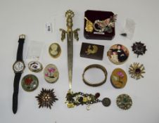 Collection Of Costume Jewellery Comprising Brooches, Ring Wristwatch,