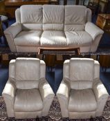 Natuzzi 3 Piece Leather Suite Comprising 3 Seater Settee And 2 Reclining Chairs