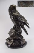 A Mid 20th Century Large and Impressive Signed Bronze Figure of a Bird of Prey,