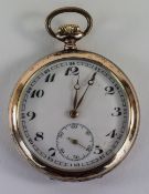 Antique - Keyless Silver and Gold Plated Open Faced Pocket Watch,