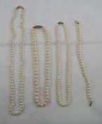 Vintage - Nice Quality Single Strand Cultured Pearl Necklaces ( 2 ) In Total. Length 19 & 14