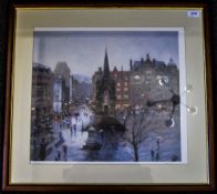 Limited Edition Framed Print Depicting Albert Square Manchester. Signed and Numbered to the Margin.