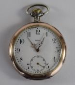 Omega Slim line - Silver and Gold Plated Open Faced Pocket Watch. c.1930's.