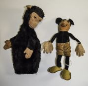 Mickey Mouse Cluth Toy Figure From The 1930's. 8.5 inches Tall.