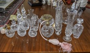 Collection Of Assorted Glass. Comprising Rose Bowl, Scent Bottles, Fruit Bowl, Vases, etc.