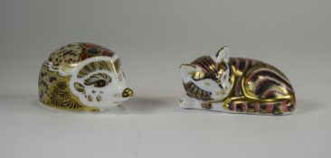 Royal Crown Derby Paperweights ( 2 ) In Total. 1/ Sleeping Kitten, Gold Stopper.