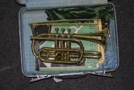 B&S Sonora Cornet. With Mouth Piece, Case and 2 Music Books.