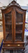 Universal Castella Valencia Mahogany Display Cabinet with Ornate Pediment and Raised on an Ornate