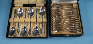 Apostle Spoons In Fitted Case Together With 12 Christofle Teaspoons In Fitted Case