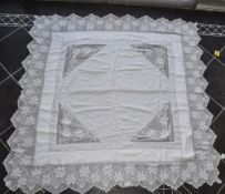 Hand Made Crocheted White Lace Bed Spread. Overall Size 68 x 68 inches.